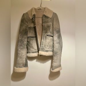 Elements by vakko shearling and leather jacket XS
